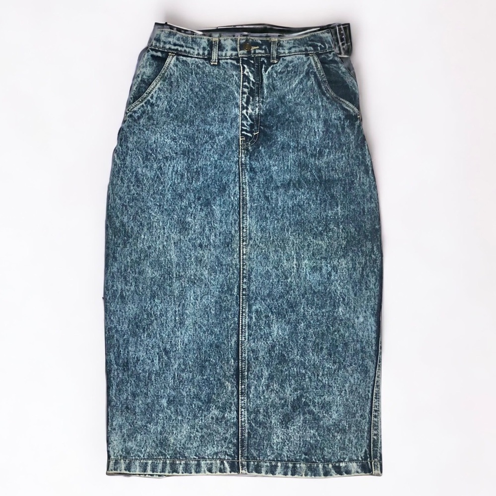 Vintage 80s High Waisted Denim Pencil Skirt - XS - Paddock’s Jet Setter